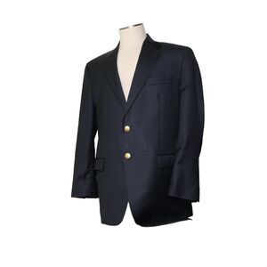 Lauren Ralph Lauren 44R Two Button Navy Blue 100% Wool Gold Buttons Office READ!